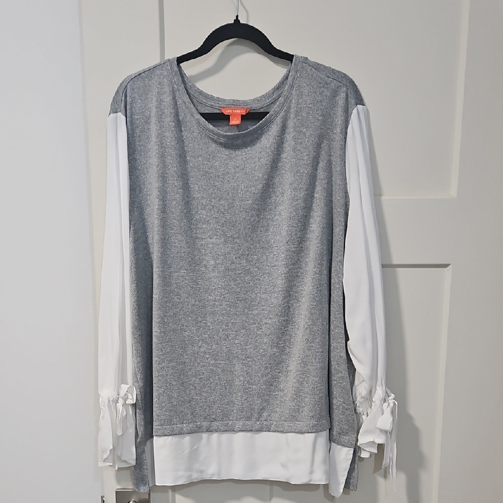 Gray and White Women's Top
